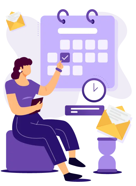 Visual representation of scheduling the date and time.